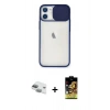 MARSİLYAN™- iPhone 11 Kılıf Vadi Çizgi - Siyah Buffer Cam Ekran Koruyucu + Pers Alüminyum Kamera Lens - YL