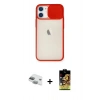 MARSİLYAN™- iPhone 11 Kılıf Vadi Çizgi - Siyah Buffer Cam Ekran Koruyucu + Pers Alüminyum Kamera Lens - YL