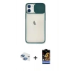 MARSİLYAN™- iPhone 11 Kılıf Vadi Çizgi - Siyah Buffer Hayalet Cam Ekran Koruyucu + Pers Alüminyum Kamera Lens - GI