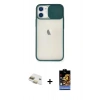 MARSİLYAN™- iPhone 11 Kılıf Vadi Çizgi - Siyah Buffer Hayalet Cam Ekran Koruyucu + Gold Pers Alüminyum Kamera Lens