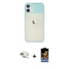 MARSİLYAN™- iPhone 11 Kılıf Vadi Çizgi - Siyah Buffer Hayalet Cam Ekran Koruyucu + Gold Pers Alüminyum Kamera Lens
