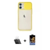 MARSİLYAN™- iPhone 11 Kılıf Vadi Çizgi - Siyah Buffer Hayalet Cam Ekran Koruyucu + Kamera Lens Koruma Cam - SF