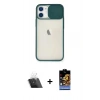 MARSİLYAN™- iPhone 11 Kılıf Vadi Çizgi - Siyah Buffer Hayalet Cam Ekran Koruyucu + Kamera Lens Koruma Cam - SF