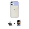 MARSİLYAN™- iPhone 11 Kılıf Vadi Çizgi - Siyah Buffer Hayalet Cam Ekran Koruyucu + Kamera Lens Koruma Cam - SF