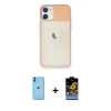 MARSİLYAN™- iPhone 11 Kılıf Vadi Çizgi - Siyah Buffer Hayalet Cam Ekran Koruyucu + Mavi Neon Fosforlu Kamera Lens