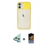 MARSİLYAN™- iPhone 11 Kılıf Vadi Çizgi - Siyah Buffer Hayalet Cam Ekran Koruyucu + Raze Metal Kamera Lens - MI