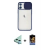 MARSİLYAN™- iPhone 11 Kılıf Vadi Çizgi - Siyah Buffer Hayalet Cam Ekran Koruyucu + Raze Metal Kamera Lens - MI