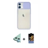 MARSİLYAN™- iPhone 11 Kılıf Vadi Çizgi - Siyah Buffer Hayalet Cam Ekran Koruyucu + Raze Metal Kamera Lens - MI
