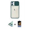 MARSİLYAN™- iPhone 11 Kılıf Vadi Çizgi - Siyah Buffer Hayalet Cam Ekran Koruyucu + Raze Metal Kamera Lens - MI