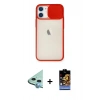 MARSİLYAN™- iPhone 11 Kılıf Vadi Çizgi - Siyah Buffer Hayalet Cam Ekran Koruyucu + Raze Metal Kamera Lens - MI