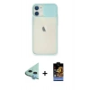 MARSİLYAN™- iPhone 11 Kılıf Vadi Çizgi - Siyah Buffer Hayalet Cam Ekran Koruyucu + Raze Metal Kamera Lens - MI