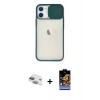 MARSİLYAN™- iPhone 11 Kılıf Vadi Çizgi - Siyah Buffer Hayalet Cam Ekran Koruyucu + Pers Alüminyum Kamera Lens - YL