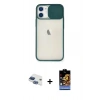 MARSİLYAN™- iPhone 11 Kılıf Vadi Çizgi - Siyah Buffer Hayalet Cam Ekran Koruyucu + Pers Alüminyum Kamera Lens - LT