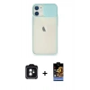 MARSİLYAN™- iPhone 11 Kılıf Vadi Çizgi - Siyah Buffer Hayalet Cam Ekran Koruyucu + PVD Metal Kamera Lens - YL