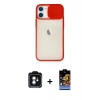 MARSİLYAN™- iPhone 11 Kılıf Vadi Çizgi - Siyah Buffer Hayalet Cam Ekran Koruyucu + PVD Metal Kamera Lens - YL