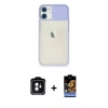 MARSİLYAN™- iPhone 11 Kılıf Vadi Çizgi - Siyah Buffer Hayalet Cam Ekran Koruyucu + PVD Metal Kamera Lens - YL