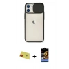 MARSİLYAN™- iPhone 11 Kılıf Vadi Çizgi - Siyah Buffer Hayalet Cam Ekran Koruyucu + Rainbow Kamera Lens Koruma Cam - KI