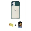 MARSİLYAN™- iPhone 11 Kılıf Vadi Çizgi - Siyah Buffer Hayalet Cam Ekran Koruyucu + Rainbow Kamera Lens Koruma Cam - KI