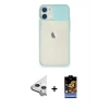 MARSİLYAN™- iPhone 11 Kılıf Vadi Çizgi - Siyah Buffer Hayalet Cam Ekran Koruyucu + Raze Metal Kamera Lens - GS