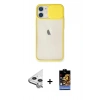 MARSİLYAN™- iPhone 11 Kılıf Vadi Çizgi - Siyah Buffer Hayalet Cam Ekran Koruyucu + Raze Metal Kamera Lens - GS