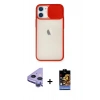 MARSİLYAN™- iPhone 11 Kılıf Vadi Çizgi - Siyah Buffer Hayalet Cam Ekran Koruyucu + Raze Metal Kamera Lens - MR