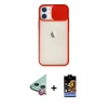 MARSİLYAN™- iPhone 11 Kılıf Vadi Çizgi - Siyah Buffer Hayalet Cam Ekran Koruyucu + Raze Metal Kamera Lens - KI