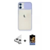 MARSİLYAN™- iPhone 11 Kılıf Vadi Çizgi - Siyah Buffer Hayalet Cam Ekran Koruyucu + Raze Metal Kamera Lens - GS