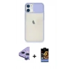 MARSİLYAN™- iPhone 11 Kılıf Vadi Çizgi - Siyah Buffer Hayalet Cam Ekran Koruyucu + Raze Metal Kamera Lens - MR