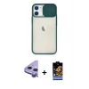 MARSİLYAN™- iPhone 11 Kılıf Vadi Çizgi - Siyah Buffer Hayalet Cam Ekran Koruyucu + Raze Metal Kamera Lens - MR