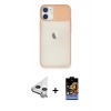 MARSİLYAN™- iPhone 11 Kılıf Vadi Çizgi - Siyah Buffer Hayalet Cam Ekran Koruyucu + Raze Metal Kamera Lens - GS