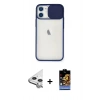 MARSİLYAN™- iPhone 11 Kılıf Vadi Çizgi - Siyah Buffer Hayalet Cam Ekran Koruyucu + Raze Metal Kamera Lens - GS