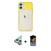 MARSİLYAN™- iPhone 11 Kılıf Vadi Çizgi - Siyah Buffer Hayalet Cam Ekran Koruyucu + Raze Metal Kamera Lens - KI