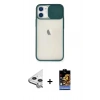 MARSİLYAN™- iPhone 11 Kılıf Vadi Çizgi - Siyah Buffer Hayalet Cam Ekran Koruyucu + Raze Metal Kamera Lens - GS