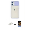 MARSİLYAN™- iPhone 11 Kılıf Vadi Çizgi - Siyah Buffer Hayalet Cam Ekran Koruyucu + Renkli Kamera Lens Koruma Cam - TU