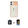 MARSİLYAN™- iPhone 11 Kılıf Vadi Çizgi - Siyah Buffer Hayalet Cam Ekran Koruyucu + PVD Metal Kamera Lens - SH
