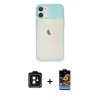 MARSİLYAN™- iPhone 11 Kılıf Vadi Çizgi - Siyah Buffer Hayalet Cam Ekran Koruyucu + PVD Metal Kamera Lens - SH