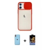 MARSİLYAN™- iPhone 11 Kılıf Vadi Çizgi - Siyah Buffer Hayalet Cam Ekran Koruyucu + Turuncu Neon Fosforlu Kamera Lens