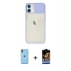 MARSİLYAN™- iPhone 11 Kılıf Vadi Çizgi - Siyah Buffer Hayalet Cam Ekran Koruyucu + Turuncu Neon Fosforlu Kamera Lens