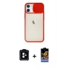 MARSİLYAN™- iPhone 11 Kılıf Vadi Çizgi - Siyah Buffer Hayalet Cam Ekran Koruyucu + PVD Metal Kamera Lens - TU