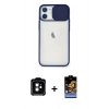 MARSİLYAN™- iPhone 11 Kılıf Vadi Çizgi - Siyah Buffer Hayalet Cam Ekran Koruyucu + PVD Metal Kamera Lens - TU