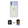 MARSİLYAN™- iPhone 11 Kılıf Vadi Çizgi - Siyah Buffer Hayalet Cam Ekran Koruyucu + PVD Metal Kamera Lens - TU