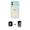 MARSİLYAN™- iPhone 11 Kılıf Vadi Çizgi - Siyah Buffer Hayalet Cam Ekran Koruyucu + PVD Metal Kamera Lens - TU