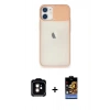 MARSİLYAN™- iPhone 11 Kılıf Vadi Çizgi - Siyah Buffer Hayalet Cam Ekran Koruyucu + PVD Metal Kamera Lens - TU