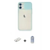 MARSİLYAN™- iPhone 11 Kılıf Vadi Çizgi - Siyah Joko Magic 5D Cam + Pembe Renkli Kamera Lens Koruma Cam