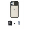 MARSİLYAN™- iPhone 11 Kılıf Vadi Çizgi - Siyah Joko Magic 5D Cam + PVD Metal Kamera Lens - SH