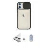 MARSİLYAN™- iPhone 11 Kılıf Vadi Çizgi - Siyah Joko Magic 5D Cam + Raze Metal Kamera Lens - GS