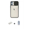 MARSİLYAN™- iPhone 11 Kılıf Vadi Çizgi - Siyah Joko Magic 5D Cam + Renkli Kamera Lens Koruma Cam - YL