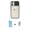 MARSİLYAN™- iPhone 11 Kılıf Vadi Çizgi - Siyah Joko Magic 5D Cam + Turuncu Neon Fosforlu Kamera Lens