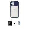 MARSİLYAN™- iPhone 11 Kılıf Vadi Çizgi - Siyah Joko Magic 5D Cam + Turuncu PVD Metal Kamera Lens