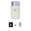 MARSİLYAN™- iPhone 11 Kılıf Vadi Çizgi - Siyah Joko Magic 5D Cam + Turuncu PVD Metal Kamera Lens